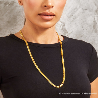 Diamond Cut Double Curb Chain Necklace - Gold 24k
