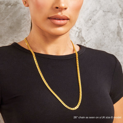 Diamond Cut Double Curb Chain Necklace - Gold 24k