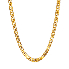 Diamond Cut Double Curb Chain Necklace - Gold 24k