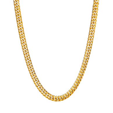 Diamond Cut Double Curb Chain Necklace - Gold 24k