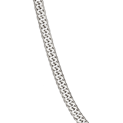 Diamond Cut Double Curb Chain Necklace - Platinum