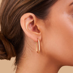 Elongated Gold Hoop Earrings