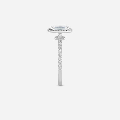 Emerald Cut Halo Diamond Ring - Colour D/VVS
