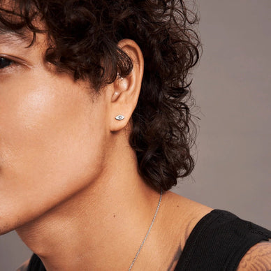 Evil Eye Stud Earrings - Silver