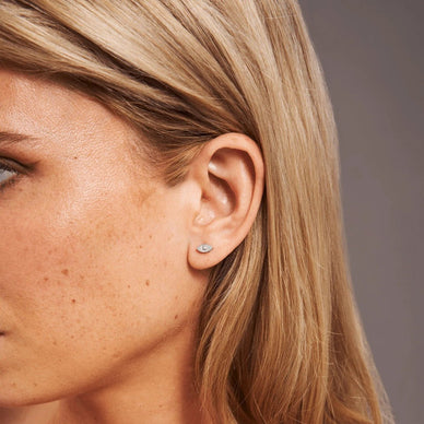 Evil Eye Stud Earrings - Silver