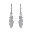 Feather Charm Hoop Earrings - Platinum