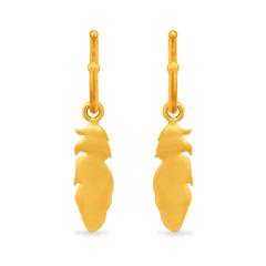 Feather Charm Hoop Earrings - Gold 24k
