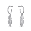 Feather Charm Hoop Earrings - Platinum