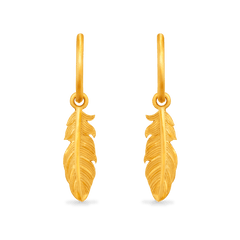 Feather Charm Hoop Earrings - Gold 24k