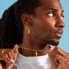 Feather Charm Hoop Earrings - Gold 24k