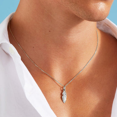 Feather Pendant - Platinum
