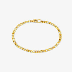 Narrow Figaro Chain Bracelet - Gold 18k