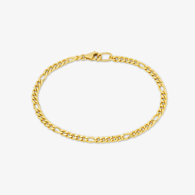 Narrow Figaro Chain Bracelet - Gold 18k