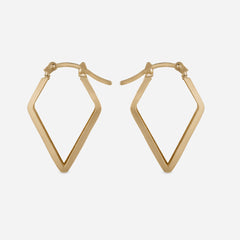 Flat Diamond Shape Hoop Earrings