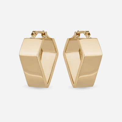 Flat Diamond Shape Hoop Earrings