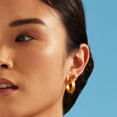Flat Edge Hoop Earrings - Gold 18k