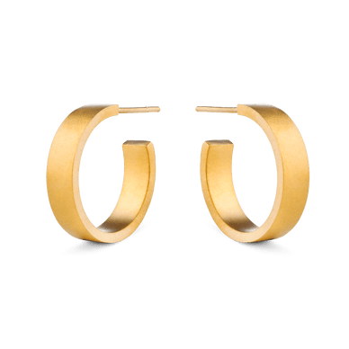 Flat Edge Hoop Earrings - Gold 24k