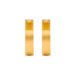 Flat Edge Hoop Earrings - Gold 18k