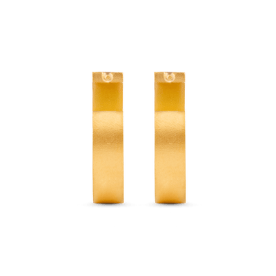 Flat Edge Hoop Earrings - Gold 18k