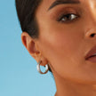 Flat Edge Hoop Earrings - Platinum