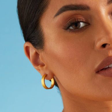 Flat Edge Hoop Earrings - Gold 24k