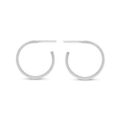Flat Edge Hoop Earrings - Platinum
