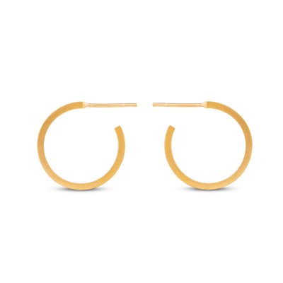 Flat Edge Hoop Earrings - Gold 18k