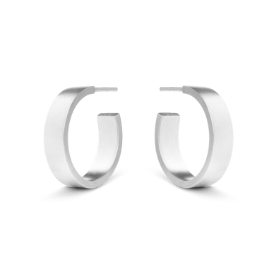 Flat Edge Hoop Earrings - Platinum