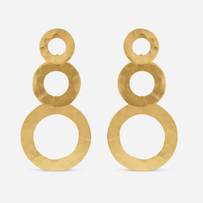 Hammered Gold Circle Drop Earrings