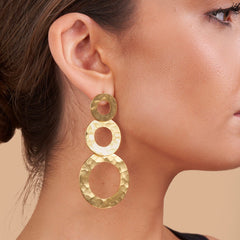 Hammered Gold Circle Drop Earrings