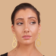 Hammered Gold Circle Drop Earrings