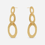 Hammered gold circle drop earrings