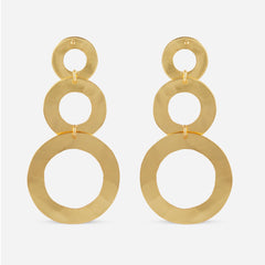 Hammered Gold Circle Drop Earrings