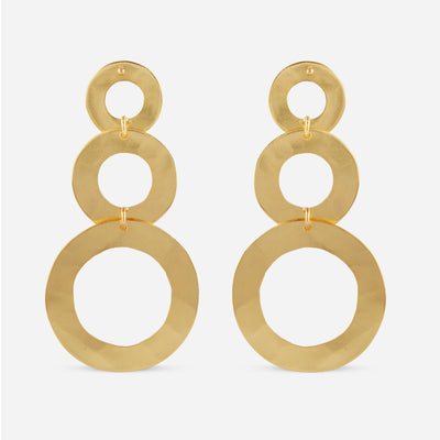 Hammered Gold Circle Drop Earrings