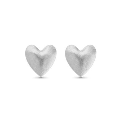 Heart Stud Earrings - Platinum