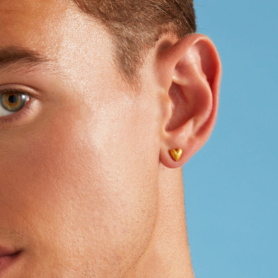 Heart Stud Earrings - Gold 24k