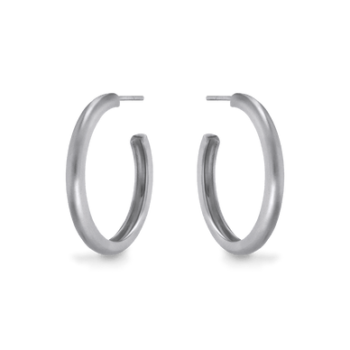 Large Dome Hoop Earrings - Silver