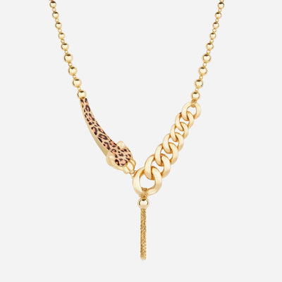 Leopard Tassel Bead Chain Necklace