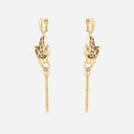 Leopard tassel statement drop earrings