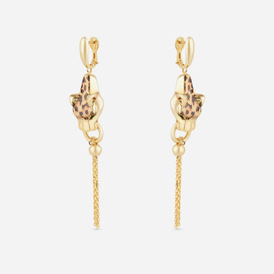 Leopard Tassel Statement Drop Earrings