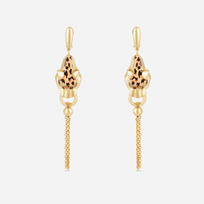 Leopard Tassel Statement Drop Earrings