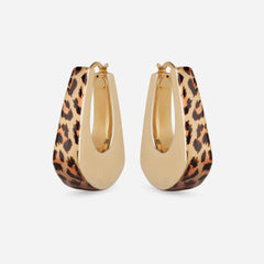 Leopard Trim Bell Hoop Earrings