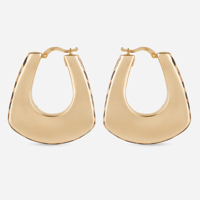 Leopard Trim Bell Hoop Earrings