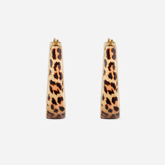 Leopard Trim Bell Hoop Earrings