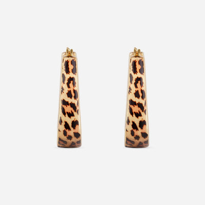 Leopard Trim Bell Hoop Earrings