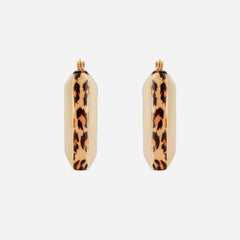 Leopard Trim Square Hoop Earrings