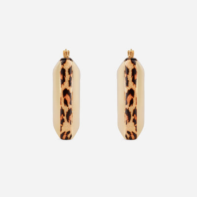 Leopard Trim Square Hoop Earrings