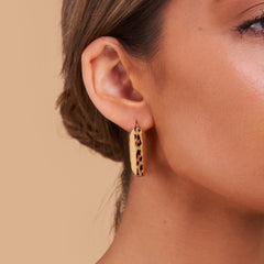 Leopard Trim Square Hoop Earrings
