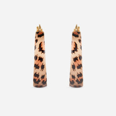 Leopard Trim Statement Hoop Earrings