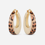 Leopard trim statement hoop earrings